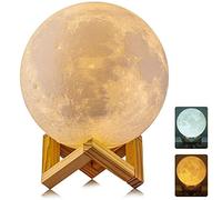 AGM Lampe lune imprimée 3D, 15 cm, veilleuse LED à intensité variable avec 2 couleurs, télécommande et contrôle tactile, lampe d'ambiance pour chambre à coucher, chambre d'enfant, café, bar, salle à