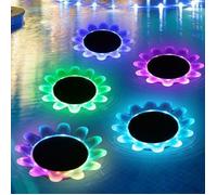 AGM Lot de 2 Lampes Solaires Fleur RGB pour Jardin et Piscine, Flottantes ou à Planter, avec Télécommande, IP68 Étanche