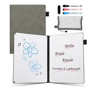 AGM Mini tableau blanc A5 gris portable avec 3 stylos de couleur et gomme, pour bureau, étude, salle de t utilisation à la maison