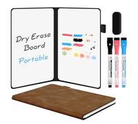 AGM Mini tableau blanc A5, tableau d'écriture portable avec 3 stylos de couleur et gomme, pour bureau, étude, salle de t usage domestique - Marron