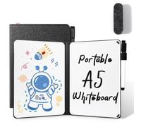 AGM Mini tableau blanc portable A5 - Petit tableau blanc double face - Sans aimant - 15 x 21 cm - Coque rigide pour bureau, école, maison - Avec 1 marqueur avec pointe gomme