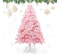 AGM Sapin de Noël Artificiel de 1,5 m, Rose floqué de Neige avec 600 Branches, Sapin de Noël extérieur pour décorations de Noël