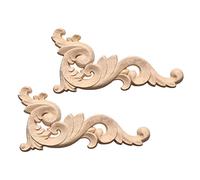 Agmoctz 2X Décalque en Bois Sculpté Coin Onlay Applique Décoration Murale 12 x 6cm Non Peint