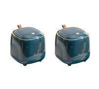Agmoctz 2X Mini Poubelle de Comptoir, Poubelle avec Couvercle de Type Presse, Distributeur de Poubelle de 0,5 Gallon/1,5 Litre, Vert