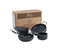 Agnelli - Set de 5 ustensiles de cuisine - aluminium anti-adhésif pour induction avec boîte en bois