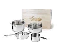 Agnelli - Set de 6 ustensiles de cuisine - acier à 3 couches avec boîte en bois