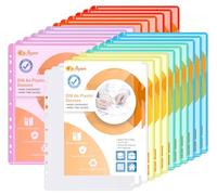 Agoer 24 Pcs Chemise Plastique A4, Pochettes Plastiques Perforées A4 à Ouverture L, 8 Couleurs Pochette Plastique 31 x 22 cm Dossiers en Plastiques Transparente pour Ranger et Classer Documents