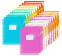 Agoer 24 Pochettes à Coin en Plastique, Pochette Perforées Plastique A4 avec Etiquette, Chemise Plastiques en 8 Couleurs Vives Transparent pour Ranger et Classer Papiers pour Bureau, Ecole, 31 x 22 cm