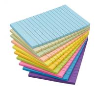 Agoer 500 Feuilles Note Adhésive Lignée de 10 Couleurs,100 x 150 mm Notes Autocollante 10 Blocs,50 Feuilles/bloc Note Super Sticky,Feuillet Autocollante Convient pour au Bureau, à la Maison, à l'École