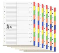Agoer 60 Intercalaires Classeur A4 - Onglets Numérotés 1-10, 5 Couleurs (10 Feuilles/Couleur), Carton 180 g/m² 11 Trous - 22,2 x 29.7 cm Intercalaire A4 pour Classeurs/Dossiers