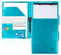 Agoer Conférencier A4, porte-bloc cuir fermeture magnétique, dossier papier A4, onglets flèches adhésives, stylo, bloc-notes, organiseur travail turquoise