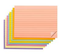 Agoer Lot de 8 notes autocollantes lignées, 8 couleurs, taille XXL, 203 x 152 mm, notes autocollantes colorées, lignées, pour créer une liste pour le bureau, l'étude, la maison - 50 feuilles par pièce