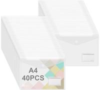 Agoer Porte-documents A4 à fermeture velcro, 40 pièces Porte-documents A4 Transparent DIN A4 Map avec cartes d'inscription pour l'organisation des documents, Document A4 Sac pour l'école, la maison, l