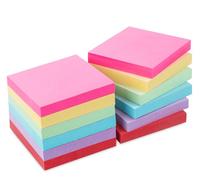 Agoer Set de 12 Sticky Notes, 76 x 76 mm Notes Autocollantes de 6 Couleurs, 100 Feuilles/Pad Notes Adhésives Colorées, Blocs Notes Sticky Memo Pads Fournitures de Bureau, 1200 Feuilles/Paquet