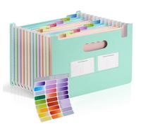 Agoer Trieur Document A4 en Paille de Blé,13 Compartiments Extensible Portable Rangement Papier Administratif Ouvert Sur le Dessus,Stable debout,Organiseur de Dossiers Accordéon,Sans BPA-Vert