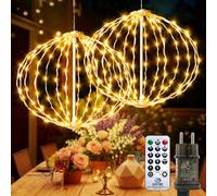 AGOTD Guirlande lumineuse de Noël extérieure à LED avec alimentation électrique Boule lumineuse suspendue de 30 cm, 124 LED avec télécommande, décoration de Noël extérieure, 8 modes, minuteur, étanche