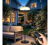 AGOTD Lampadaire solaire pour terrasse extérieure, LED sans fil avec télécommande, 10 niveaux de luminosité, blanc chaud et blanc froid, étanche, rechargeable 4000 mAh