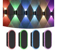 AGOTD Solar Wandlamp Buiten RGB Instelbaar Zonnepanelen Lampen LED Wandlampen Up Down Licht Waterdicht 7 Kleuren Helder Voor Tuin Hek Balkon Decoratie 4 Stuks Multicolor