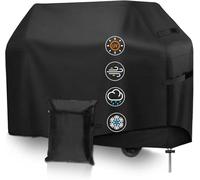 AGOVXTI Housse Barbecue, Housse Plancha Exterieur Résistante de 210D Oxford, Anti-UV, Coupe-Vent, Antipoussière, Bâche de Protection BBQ Exterieur avec Cordon de Serrage, 147x61x117cm, Noir