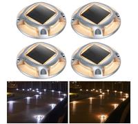 AGPTEK 4pcs Lampe Solaire Extérieure Lampes Solaires étanches IP68, 2 Modes d'éclairage pour Jardin, Allée, Escaliers, Couloirs