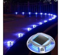 AGPTEK Lot de 24 lampes solaires d'extérieur pour terrasse, 2 modes de couleur, lumières à ressort, imperméables, marqueurs d'entrée, lumières de passage pour trottoir, escalier,