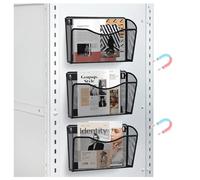 AGPTEK Porte-documents magnétique, organiseur de courrier et de documents 3 pièces, sans perçage, organiseur de courrier et de documents magnétique, panier à magazines, étagère murale suspendue