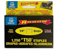 Agrafe T50 6mm boîte de 1250 agrafes - ARROW - 504