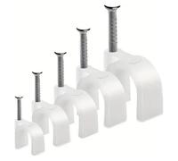Agrafes de câble coaxial liaison clou en acier blanc 100 pièces 4/6/8/10mm for la gestion des câbles(White 4mm 100pcs)