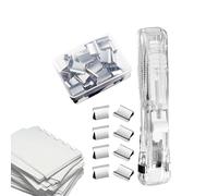 Agrafeuse à pince pour classeur pouvant contenir 40 feuilles de fermeture à papier, avec 50 recharges en acier inoxydable, agrafeuse portable réutilisable pour enseignant, étudiant, bureau, école