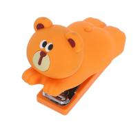 Agrafeuse de Dessin Animé Portable en PVC Silicone Métal Marron | Prise Confortable, Usage Multifonction, Format Compact, pour Espace D'étude et Déplacements, Enseignement