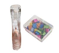 Agrafeuse Distributeur de trombones portable avec 50 pinces rechargeables | Boîtier en plastique durable avec fixations en acier inoxydable pour reliure de documents sans dommages, multicolore A