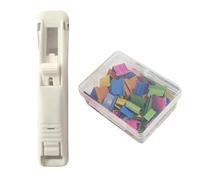 Agrafeuse Distributeur de trombones portable avec 50 pinces rechargeables | Boîtier en plastique durable avec fixations en acier inoxydable pour reliure de documents sans dommages, multicolore G