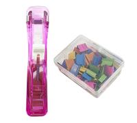 Agrafeuse Distributeur de trombones portable avec 50 pinces rechargeables | Boîtier en plastique durable avec fixations en acier inoxydable pour reliure de documents sans dommages, multicolore C