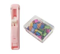 Agrafeuse Distributeur de trombones portable avec 50 pinces rechargeables | Boîtier en plastique durable avec fixations en acier inoxydable pour reliure de documents sans dommages, multicolore F
