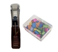Agrafeuse Distributeur de trombones portable avec 50 pinces rechargeables | Boîtier en plastique durable avec fixations en acier inoxydable pour reliure de documents sans dommages, multicolore B