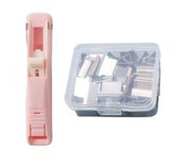 Agrafeuse Distributeur de trombones portable avec 50 pinces rechargeables | Boîtier en plastique durable avec fixations en acier inoxydable pour une reliure de documents sans dommages Argenté F