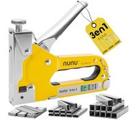 Agrafeuse manuelle 3-en-1 - Rapid NUNU, Murale pour Bois, Bricolage, pour Tapisserie et Tissus, agrafeuse Câbles, Puissance Réglable et Ergonomique, Avec 3 000 Agrafes et Clous - (5001728)