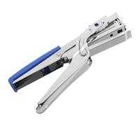 Agrafeuse Manuelle Pince pour Agrafes N°10, Métal et Plastique, 10 | Compacte et Ergonomique, Alignement Précis, Usage Maison ou Bureau, Finition Bleue Moderne