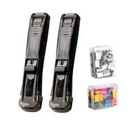 Agrafeuse pour pinces de classeur,Accessoire de Bureau Ergonomique avec 100 Clips | Distributeur et agrafeuse à poussoir, 2 pièces | pour enseignants, étudiants, comptables, écrivains,