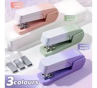 Agrafeuse rotative à 360 degrés de couleur dégradée, gère facilement plusieurs pages, peut agrafer jusqu'à 25 feuilles, fournitures de bureau manuelles multifonctionnelles Violet,rose,vert,Agrafeuse v