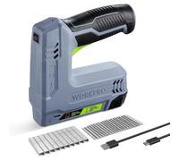 Agrafeuse sans Fil 3,6V 2000 mAh avec 2000 Agrafes WORKPRO, Agrafeuse Multifonction 2 en 1 Compatible avec Clous et Agrafes Type 53, 8 pour les Projets de Bricolage en Ameublement, Menuiserie(Gris)