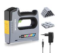 Agrafeuse sans Fil 3,6V WORKPRO Multifonction 5 en 1 avec 2000 Agrafes, Compatible avec Agrafes Types 140, 53, 8, 9, T20, Agrafeuse Murale Electrique pour Bois, Tapissier, Decoration, Bricolage