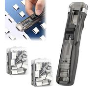 Agrafeuse Transparente Sans Agrafe - Mini Distributeur de Clips, Agrafeuse Sans Agrafe Réutilisable avec Pince Papier, Pince à Clips Portable, Push Stapler pour Bureau et Maison