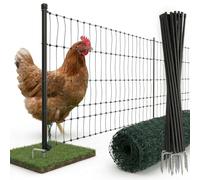 Filet agricole pour volailles 25 m x 112 cm, double pointe, non électrifiable - Clôture mobile pour poules Clôture de pâturage Poules Volailles Clôture pour chiens Clôture pour animaux domestiques
