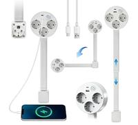 Agrdeed Prise tournante Extensible, Multiprise Plate Derriere Meuble, Multiprise Extensible avec USB, Fonction de Charge de Type C et 3 Prises AC, Extensible de 47 à 67 cm pour Table, Bureau, Cuisine