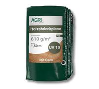 AGRI plus Bâche de Couverture en Bois 1,5 x 15 m - avec œillets I Tissu PVC 610 g/m² Stable avec Bords renforcés Autour I Couverture à Long Terme I Résistante aux intempéries & UV 10 Ans