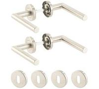 AGT 2 garnitures de porte en inox - 4 poignées et 12 rosaces