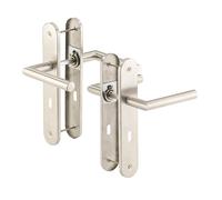 AGT : 2 garnitures de porte en inox sur plaque, 4 poignées & 4 plaques Inox G