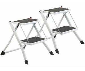 AGT 2 marchepieds pliables en acier avec revêtement antidérapant - 2 marches