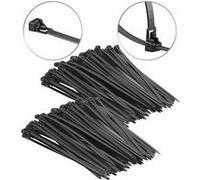AGT : 200 colliers de serrage réutilisables - Noir - 250 x 7,6 mm G